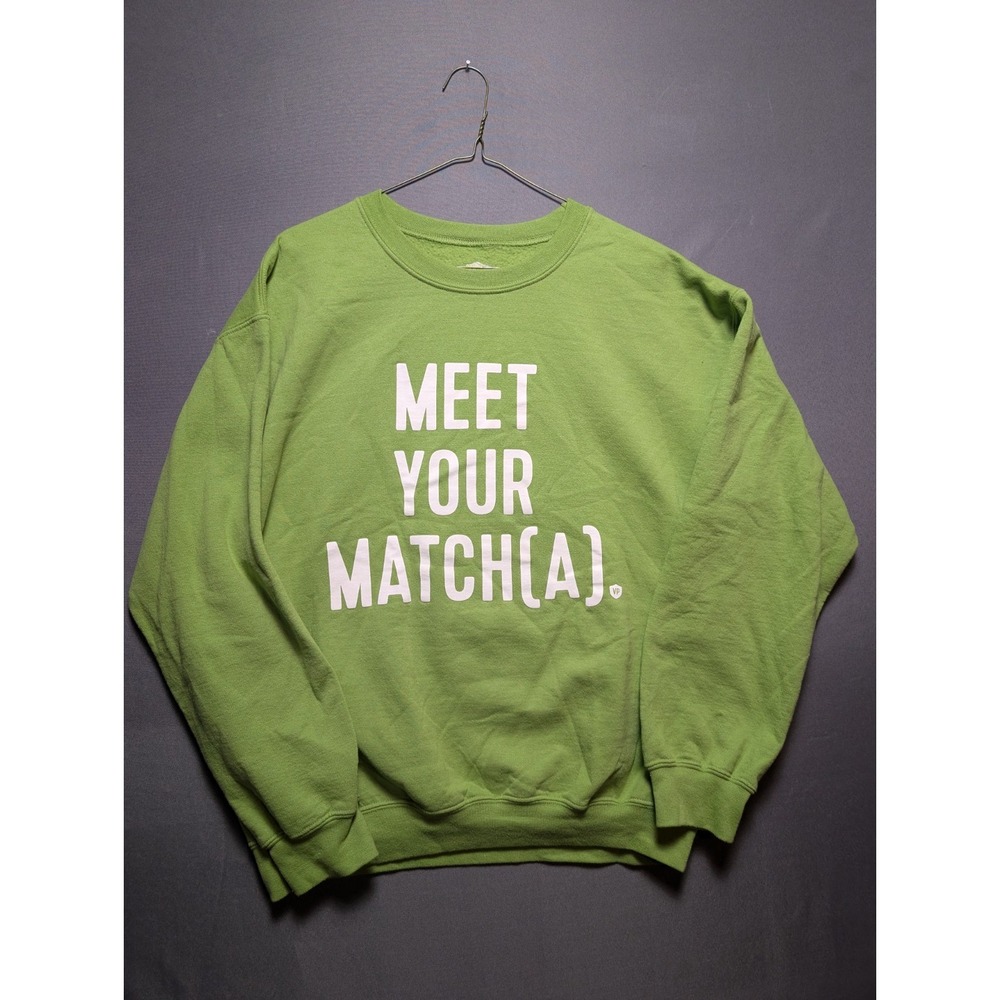 VP Sweatshirt Mens Medium Green Meet Your Match(A) Graphic Print Fleece Lined